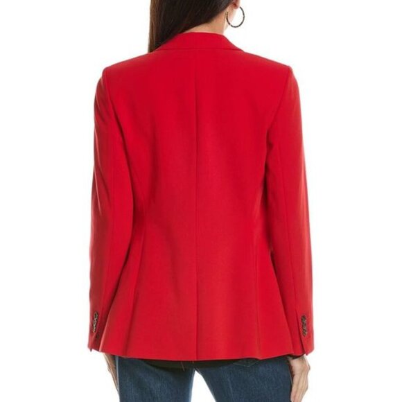 THEORY Staple Blazer in Admiral Crepe Geranium Red Size 0 Brand New w/ Tags - Picture 7 of 9